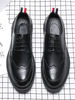 Chaussures mocassins noires pour hommes Slip-On Bout pointu Chaussures en cuir PU