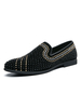 Chaussures mocassins noirs pour hommes mocassins en cuir PU à bout rond et cloutés