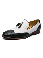 Chaussures mocassins noirs pour hommes populaires en cuir PU Color Block Slip On Chaussures habillées
