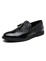 Chaussures mocassins noirs pour hommes populaires en cuir PU Détails en métal Slip On Loafers