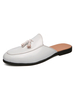 Chaussures mocassins pour hommes à bout rond bout rond en cuir PU pantoufles blanches