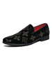 Chaussures mocassins pour hommes à enfiler à blocs de couleur et à bouts ronds en cuir PU; mocassins noirs
