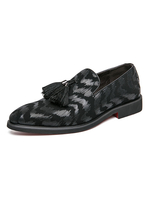 Chaussures mocassins pour hommes à enfiler avec bloc de couleur brodé à bout rond en cuir PU