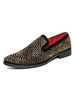 Chaussures mocassins pour hommes à enfiler avec détails en métal; bout pointu; chaussures noires en cuir PU