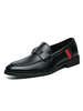 Chaussures mocassins pour hommes à enfiler avec détails en métal; bout rond; bas en cuir PU; mocassins noirs