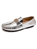 Chaussures mocassins pour hommes à enfiler avec détails en métal; bout rond en cuir PU