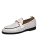 Chaussures mocassins pour hommes à enfiler avec détails en métal; bout rond en cuir PU; mocassins blancs