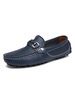 Chaussures mocassins pour hommes à enfiler avec détails en métal; bout rond en cuir PU; mocassins bleu foncé