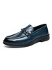 Chaussures mocassins pour hommes à enfiler avec détails en métal; bout rond en cuir PU; mocassins bleus