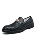 Chaussures mocassins pour hommes à enfiler avec détails en métal; bout rond en cuir PU; mocassins noirs