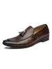 Chaussures mocassins pour hommes à enfiler avec détails en métal et rayures à bout rond en cuir PU Chaussures marron