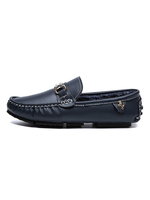 Chaussures mocassins pour hommes à enfiler avec détails en métal; mocassins en cuir PU à bout rond