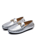 Chaussures mocassins pour hommes à enfiler avec détails en métal; mocassins en cuir PU à bout rond