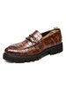 Chaussures mocassins pour hommes à enfiler avec sangle de moine imprimé serpent bout pointu en cuir PU
