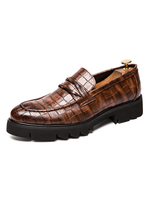 Chaussures mocassins pour hommes à enfiler avec sangle de moine imprimé serpent bout pointu en cuir PU