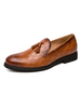 Chaussures mocassins pour hommes à enfiler géométriques à bout rond en cuir PU café marron chaussures décontractées