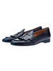 Chaussures mocassins pour hommes Boucle à enfiler Motif dœuvres dart Bout rond Cuir de vachette PU Chaussures habillées bleu marine