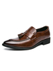 Chaussures mocassins pour hommes Chaussures de costume marron en cuir PU à bout pointu et bout pointu
