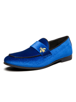 Chaussures Mocassins pour Hommes Comfy Monk Strap Slip On Low Tops Mocassins Bleus