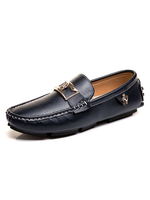 Chaussures mocassins pour hommes confortables en cuir PU avec détails en métal sans lacet