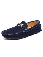 Chaussures mocassins pour hommes confortables en cuir PU avec détails en métal sans lacet