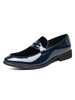 Chaussures mocassins pour hommes confortables en cuir PU avec sangle de moine; chaussures habillées bleues