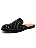 Chaussures mocassins pour hommes confortables en cuir PU avec strass à enfiler
