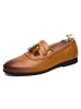 Chaussures mocassins pour hommes confortables en cuir PU Chaussures décontractées marron café