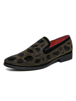 Chaussures mocassins pour hommes confortables en cuir PU clouté bloc de couleur sans lacet mocassins noirs