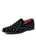 Chaussures mocassins pour hommes confortables en cuir PU clouté sur des mocassins noirs