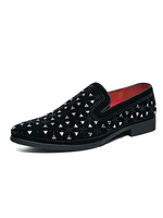 Chaussures mocassins pour hommes confortables en cuir PU clouté sur des mocassins noirs