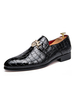 Chaussures mocassins pour hommes confortables en cuir PU Détails en métal Chaussures habillées noires à enfiler à imprimé serpent