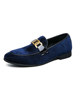 Chaussures mocassins pour hommes confortables mocassins en polyster PU en cuir bleu
