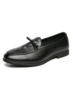 Chaussures mocassins pour hommes en cuir PU Bows Ombre Slip-On Low-Tops Mocassins noirs