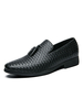 Chaussures mocassins pour hommes en cuir PU motif à carreaux bas hauts à enfiler sur des chaussures noires