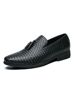 Chaussures mocassins pour hommes en cuir PU motif à carreaux bas hauts à enfiler sur des chaussures noires