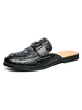 Chaussures mocassins pour hommes Mode en cuir PU Détails en métal Pantoufles noires à enfiler géométriques