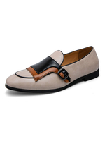 Chaussures mocassins pour hommes mode en cuir PU sangle de moine à enfiler
