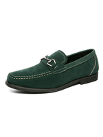 Chaussures mocassins pour hommes populaires détails en métal mocassins verts à enfiler en polyuréthane