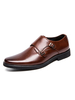 Chaussures mocassins pour hommes populaires en cuir PU avec sangle de moine; chaussures habillées marron café