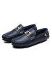 Chaussures mocassins pour hommes populaires en cuir PU Détails en métal Slip-On Deep Blue Suit Shoes