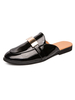 Chaussures mocassins pour hommes populaires en cuir PU Détails en métal Slip-On Pantoufles noires