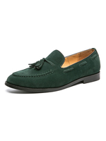 Chaussures mocassins pour hommes sans lacet bout rond en cuir PU bas hauts mocassins verts