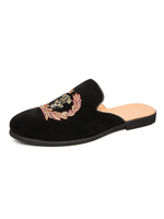 Chaussures Mocassins Pour Hommes Slip-On Brodé Bout Rond Cuir PU
