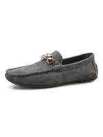 Chaussures mocassins pour hommes Slip-On Détails en métal Chaussures décontractées en cuir PU à bout rond