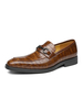 Chaussures mocassins pour hommes Slip-On Détails en métal Chaussures habillées en cuir PU à bout rond et imprimé poisson