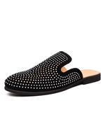 Chaussures mocassins pour hommes Slip-On Détails en métal Pantoufles décontractées en cuir PU à bout rond
