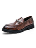 Chaussures Mocassins pour Hommes Slip-On Détails en Métal Plaid Bout Rond Cuir PU