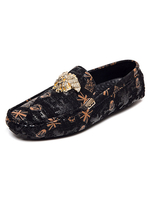 Chaussures mocassins pour hommes Slip On Metal Details Polka Dot Round Toe PU Cuir Marron Mocassins