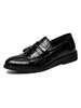 Chaussures mocassins pour hommes Slip On Mocassins noirs en cuir PU à bout rond et imprimé poisson